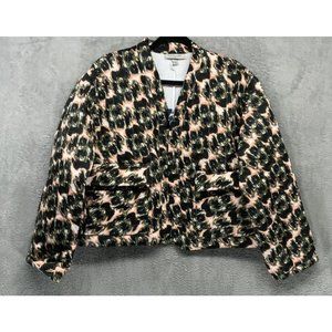 Rachel Comey Size Small Quilted Cropped Jacket Olive Crayon Leopard